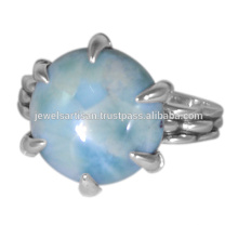 Larimar Gemstone 925 Anillo de Plata de ley Joyería